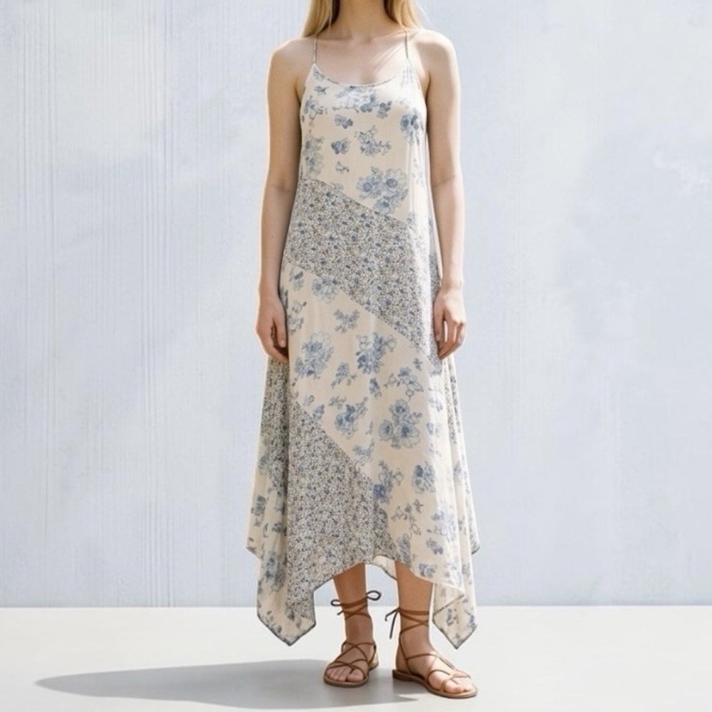 Intimately Free People Blue White Patchwork Slip Dress Your‎ Better Side Sz M